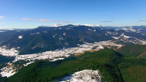 Aerial view of winter mountains Stock Footage 105424484