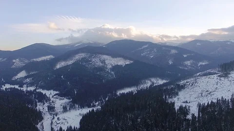 Aerial view of winter mountains Stock Footage 106464378