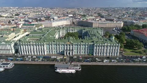Aerial view of the Winter Palace in Saint Petersburg, Russia. Stock Footage 345075369