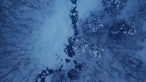 Aerial View Of Winter river. Stock Footage 130095487