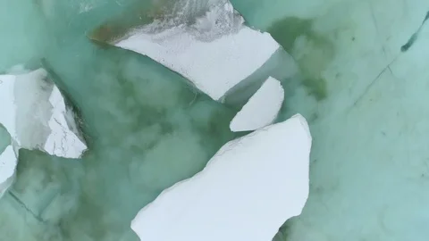 Aerial view of winter river ice Stock Footage 88153541