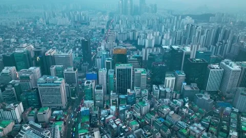 Aerial view of Winter in South Korea, Gangnam Stock Footage 296262453