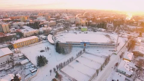 Aerial view of winter stadium 库存影片 70726011