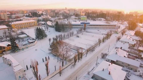 Aerial view of winter stadium Vídeos de archivo 70726330
