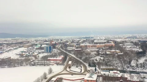 Aerial view of a winter town Stock Footage 124009570