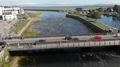 Aerial View of Wolfe Tone Bridge in Galway Stock Footage 94699568