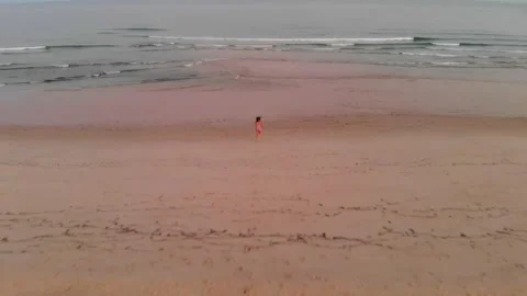 Aerial View of Woman Running Towards Stock Video Pond5