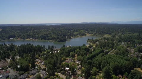 Aerial view of wooded area - Bainbridge Island Stock Footage 58097053