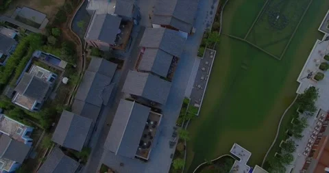 Aerial View of Wooden Building Complex in Lijiang Yunnan China Video stock 336881148
