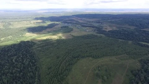 Aerial view on woods, fields and nature of Russia Stock-Footage 69981141