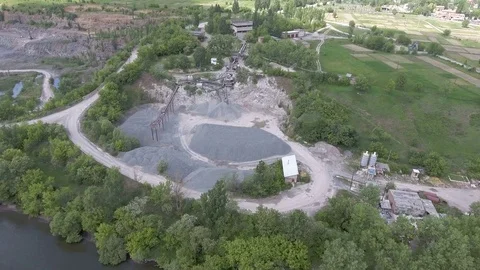 Aerial view of work in a mining career. Video stock 76271897