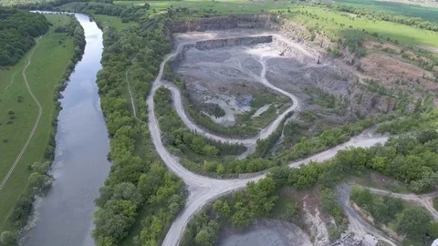 Aerial view of work in a mining career. Stock Footage 76278661