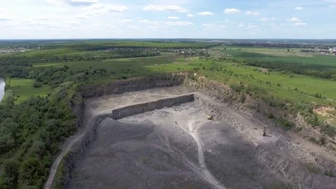 Aerial view of work in a mining career. Stock Footage 76283495