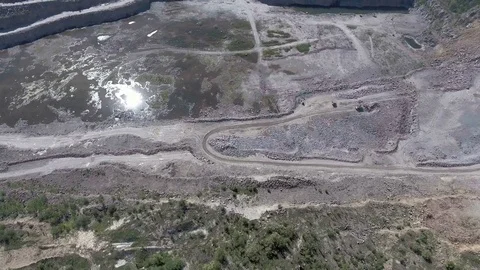 Aerial view of work in a mining career. Stock Footage 76723338