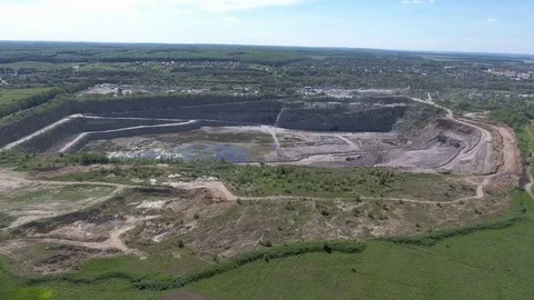 Aerial view of work in a mining career. Stock Footage 76723365