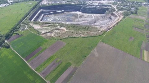 Aerial view of work in a mining career. Video stock 76723604