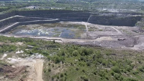 Aerial view of work in a mining career. Stock Footage 76723742