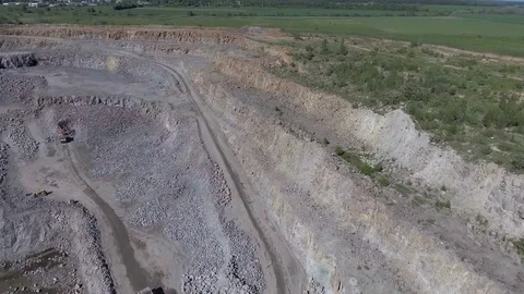 Aerial view of work in a mining career. Video stock 76723808