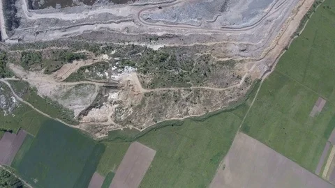 Aerial view of work in a mining career. Stock Footage 76854974