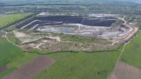 Aerial view of work in a mining career. Video stock 76860241
