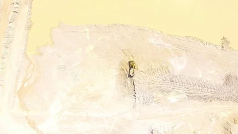 Aerial view of a working excavator in the mine or construction site	 Stock-Footage 71970057