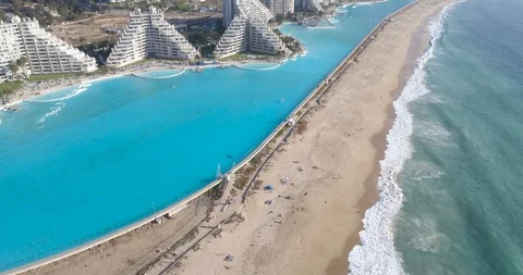 Aerial View of the World's Largest Pool ‚ San Alfonso Del Mar in Chile Stock Footage 103735872
