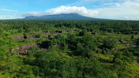 Aerial view of Woro River and Mount Merapi, Indonesia. Stock Footage 331138441