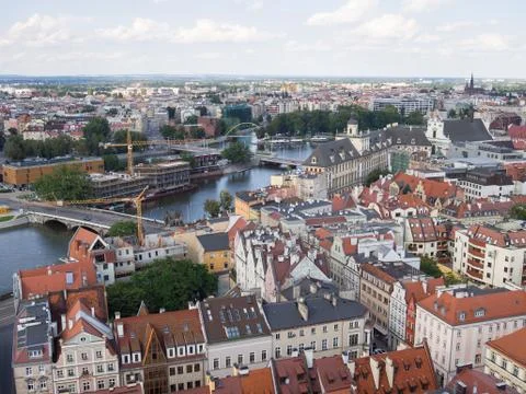 Aerial View of Wroclaw With River Oder In Wroclaw, Poland Stock Photos