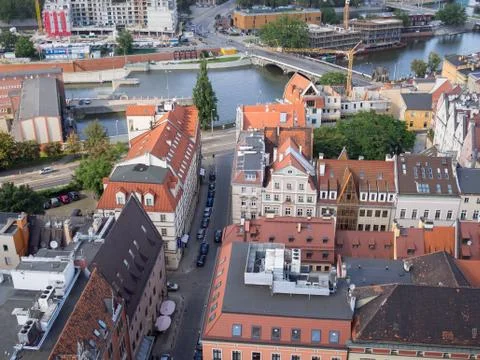 Aerial View of Wroclaw With River Oder In Wroclaw, Poland Stock Photos