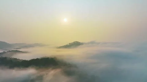 Aerial view of the Xuan Tho suburbs near Da Lat city at morning Stock Footage 242468053