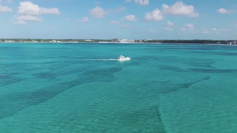 Aerial View of Yacht at Cable Beach, Nassau, New Providence, Bahamas Stock Footage 320806232