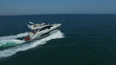 Aerial view of a yacht navigating. Stock Footage 82001403