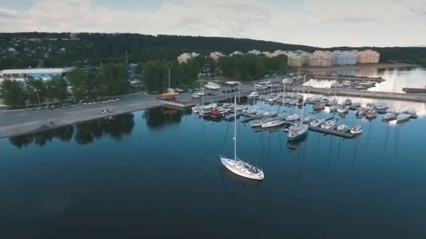 Aerial view on yachts Stock Footage 78705349