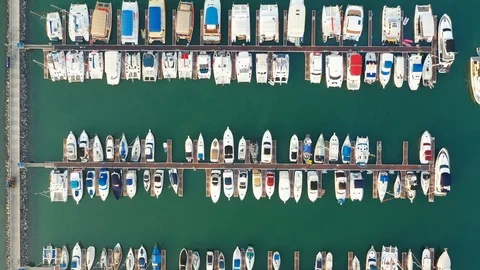 Aerial view. Of yachts in the marina Stock-Footage 101524325