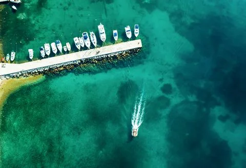 Aerial view of yahts Stock-Fotos