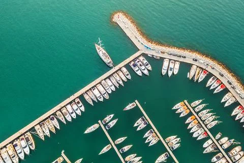 Aerial view of yahts Foto stock