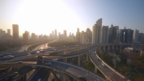 Aerial view of yan'an elevated road in shanghai,Drone footage. Stock Footage 90932864