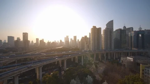 Aerial view of yan'an elevated road in shanghai,Drone footage. Stock Footage 90933017