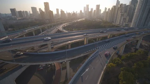 Aerial view of yan'an elevated road in shanghai,Drone footage. Stock Footage 90933350