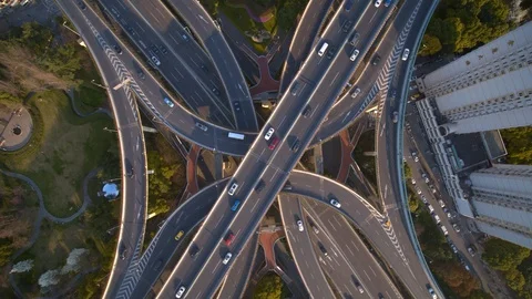 Aerial view of yan'an elevated road in shanghai,Drone footage. Stock Footage 90943062