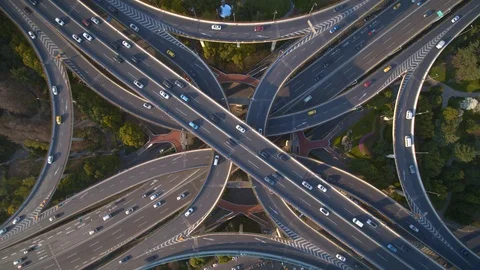 Aerial view of yan'an elevated road in shanghai,Drone footage. Stock Footage 90943357