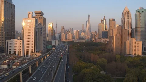 Aerial view of yan'an elevated road in shanghai,Drone footage. Stock Footage 90959053