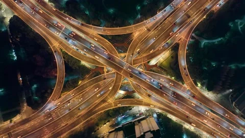 Aerial view of yan'an elevated road in shanghai,Night scene. Stock Footage 171370243