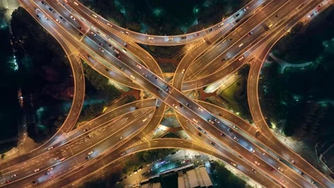 Aerial view of yan'an elevated road in shanghai,Night scene. Stock Footage 171370355