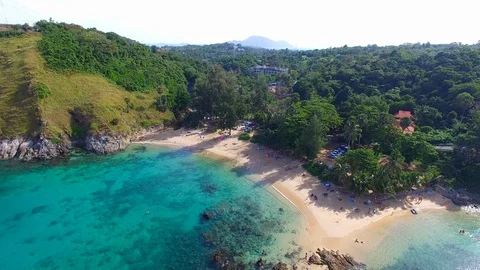 Aerial view Yanui beach Phuket Stock Footage