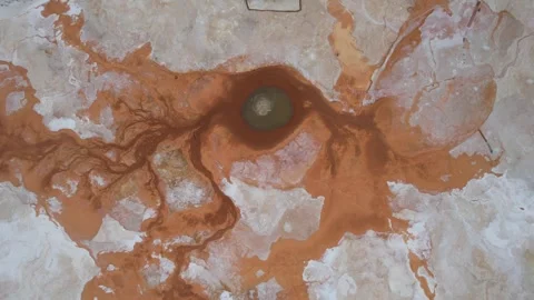 Aerial View of Yikeng Hot Spring Eye of Earth Mang'ya Qinghai China Vídeos de archivo 336373901