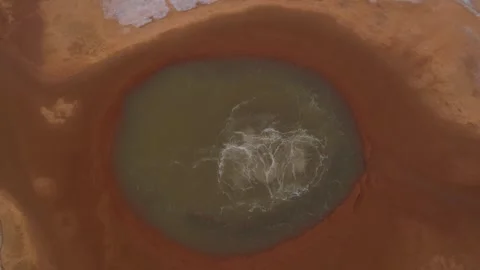 Aerial View of Yikeng Hot Spring Eye of Earth Mang'ya Qinghai China Stock Footage 336386220