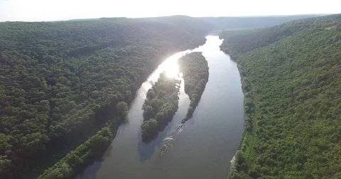 Aerial view of Yin and Yang islands ,dnister Stock Footage 77031353