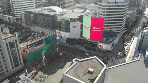 Aerial view of Yonge-Dundas square in Canada Stock Footage 143154780