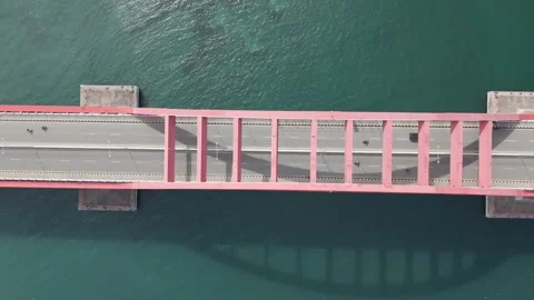 Aerial View of Youtefa Red Bridge Jayapura Papua Indonesia RAW Drone Shot Stock Footage 340878809